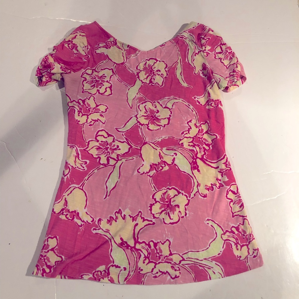 Lilly Pulitzer Pink Floral Short Sleeve Tee